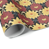 Rode en gele chrysanten cadeaupapier (Rol Hoek)