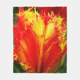 Rode en gele close-up krultulp fleece deken