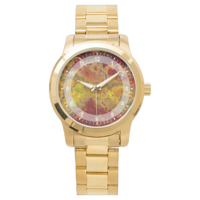 Rode en gele Crayloa Jasper Horloge (Voorkant)