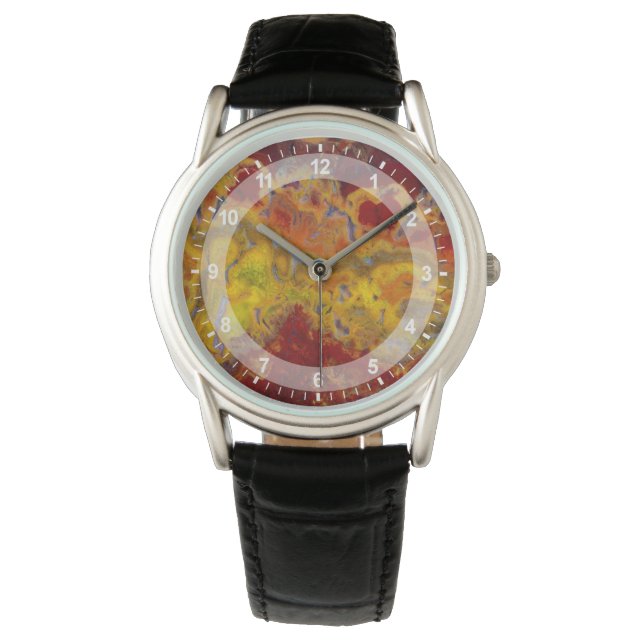 Rode en gele Crayloa Jasper Horloge (Voorkant)