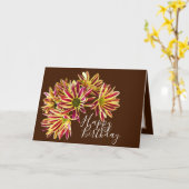 Rode en gele dagen Chocolate Brown achtergrond Kaart (Gele Bloem)