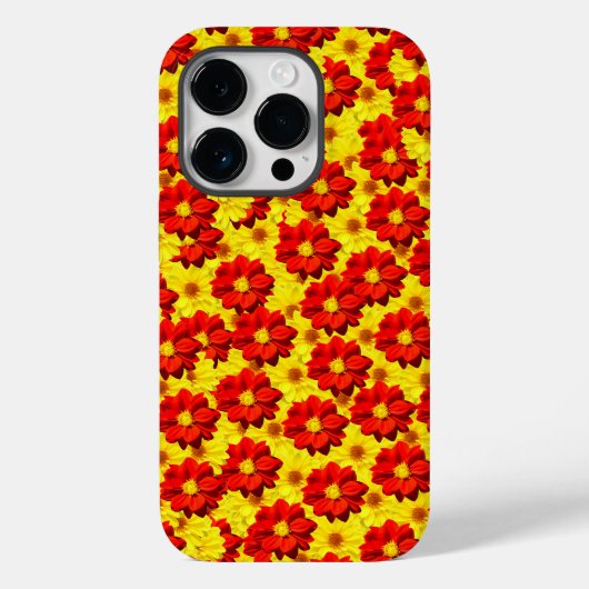 Rode en gele dahlia bloemen Case-Mate iPhone case (Achterkant)