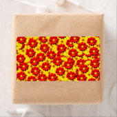 Rode en gele dahlia bloemen etiket (Insitu)