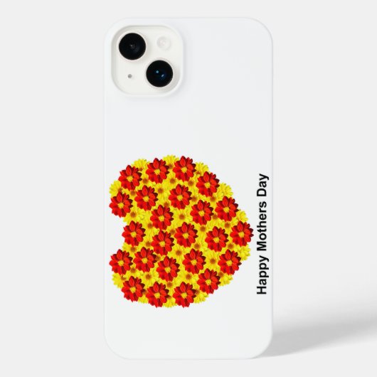 Rode en gele dahlia bloemen Happy Mothers Day iPhone Hoesje (Achterkant)