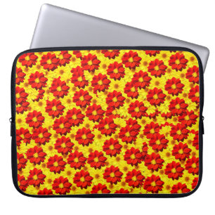 Rode en gele dahlia bloemen laptop sleeve