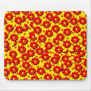 Rode en gele dahlia bloemen muismat