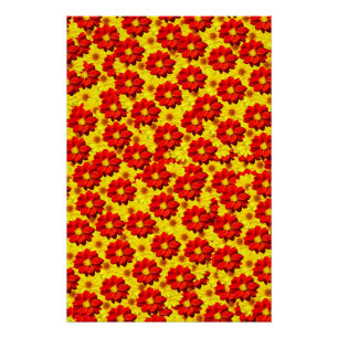 Rode en gele dahlia bloemen perfect poster