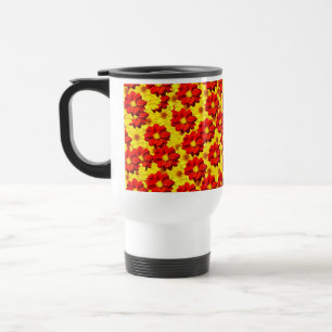 Rode en gele dahlia bloemen reisbeker