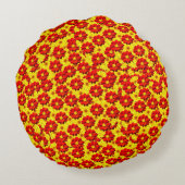 Rode en gele dahlia bloemen rond kussen (Achterkant)