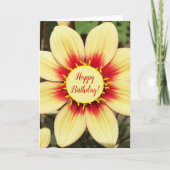 Rode en gele Dahlia Floral Birthday Kaart (Voorkant)