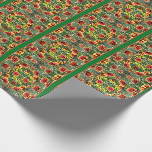 Rode en gele Daisy bloemen gepersonaliseerd Cadeaupapier (Hoek)