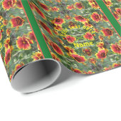 Rode en gele Daisy bloemen gepersonaliseerd Cadeaupapier (Rol Hoek)