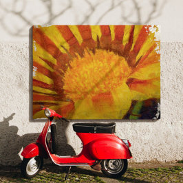 Rode en gele Gazania Acrylverf Canvas Afdruk