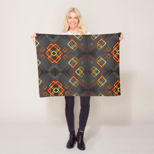 Rode en gele geometrische sherpa fleece deken