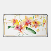 Rode en gele gepersonaliseerde orchideeën bureaumat (Voorkant)