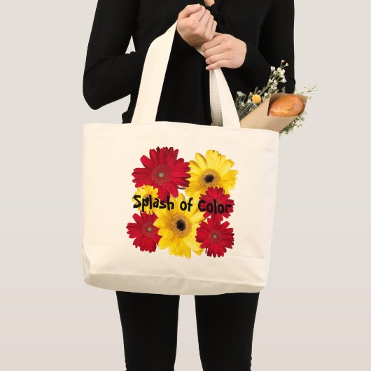Rode en gele Gerber Daisy Fotografie Aangepast Grote Tote Bag (Voorkant (product))