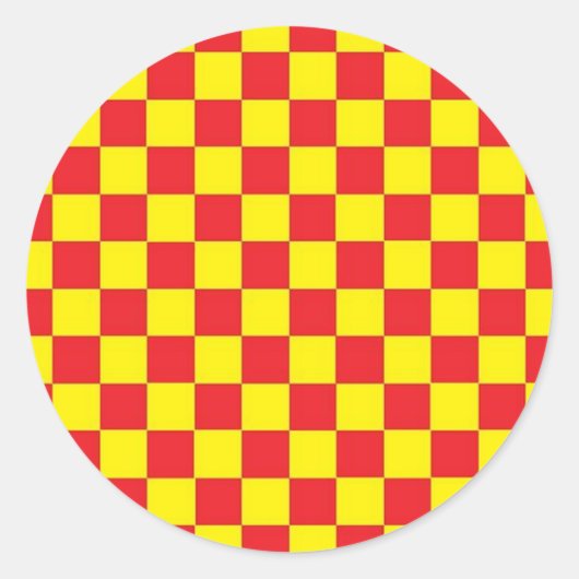 Rode en gele geruite STICKER (Voorkant)