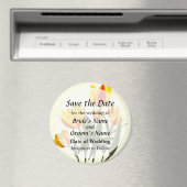 Rode en Gele Gestreepte Tulpen Save the Date Magneet (Insitu (Vaatwasser))