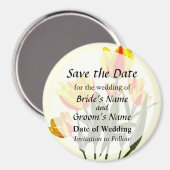 Rode en Gele Gestreepte Tulpen Save the Date Magneet (Voorkant / Achterkant)