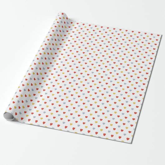 Rode en gele harten cadeaupapier (Uitgerold)