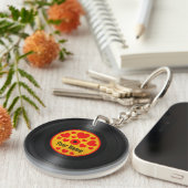 Rode en gele harten Gepersonaliseerd vinylrecord Sleutelhanger (Voorkant Rechts)