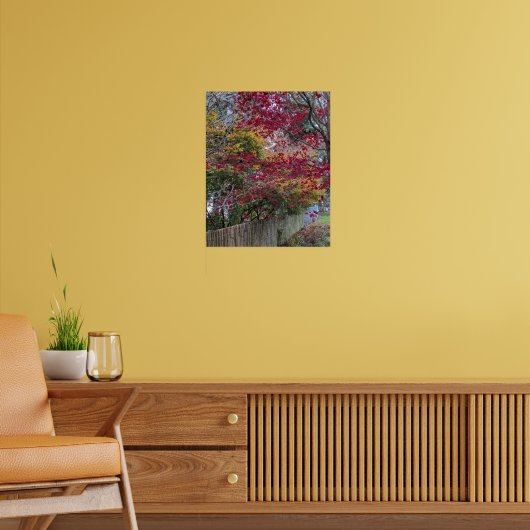 Rode en Gele Herfst Esdoornbladeren Poster (Woonkamer 2)