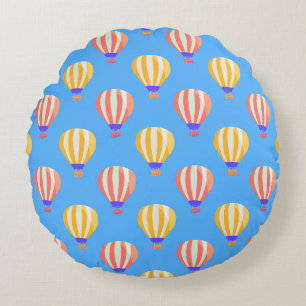 Rode en gele heteluchtballonnen patroon rond kussen