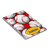 Rode en gele honkbal patroonnaam notitieboek (Rechterzijde)