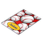 Rode en gele honkbal patroonnaam notitieboek (Linkerzijde)