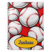 Rode en gele honkbal patroonnaam notitieboek (Voorkant)