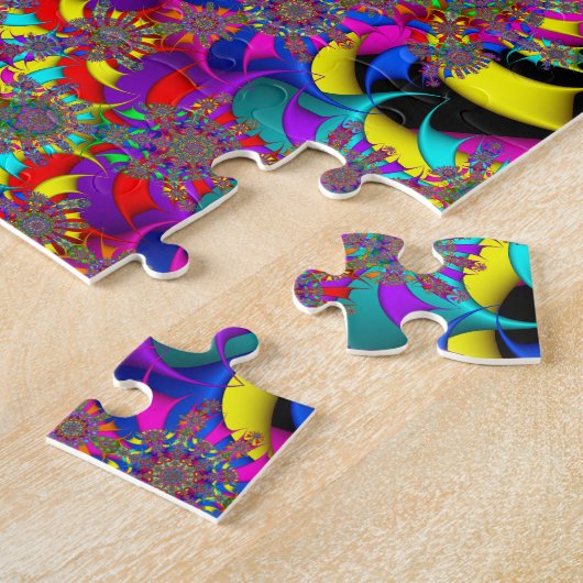 rode en gele kaleidoscoop fractale puzzel (Zijkant)