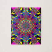 rode en gele kaleidoscoop fractale puzzel (Verticaal)