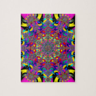 rode en gele kaleidoscoop fractale puzzel