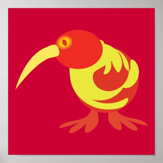 Rode en gele Kiwi Poster (Voorkant)