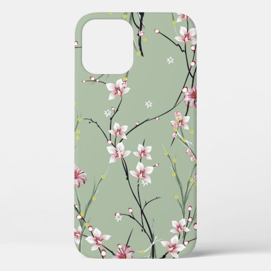 rode en gele kleine bloem op groene achtergrond Case-Mate iPhone case (Achterkant)