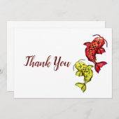 Rode en gele Koi-karpers Bedankkaart (Voorkant / Achterkant)