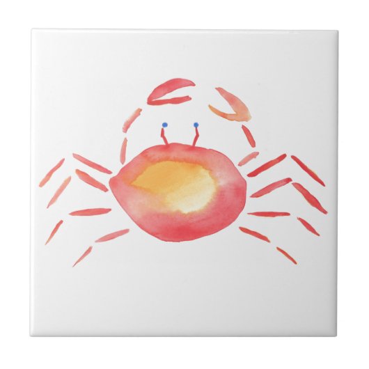 Rode en gele krab tegeltje (Voorkant)
