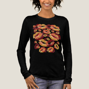 Rode en Gele Lippenafdruk Flirterig Plezier Tri-Blend Shirt