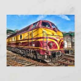 Rode en gele locomotief Briefkaart