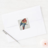 Rode en gele Macaw Vierkante Sticker (Envelop)