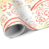 Rode en gele mand met handvat cadeaupapier (Rol Hoek)