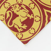 Rode en gele middeleeuwse leeuwen fleece deken (Hoek)