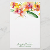 Rode en gele orchideeën gepersonaliseerd briefpapier (Voorkant)