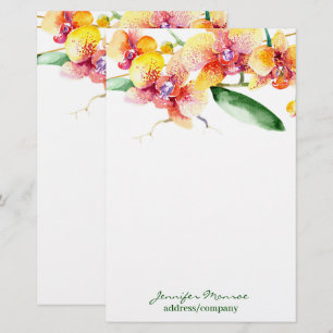 Rode en gele orchideeën gepersonaliseerd briefpapier