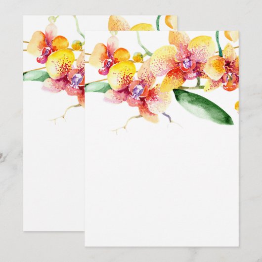 Rode en gele orchideeën Lege Huwelijk  Kaart (Voorkant / Achterkant)