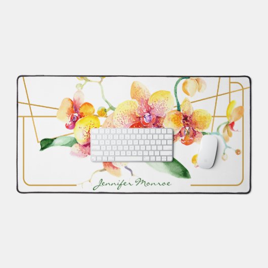 Rode en gele orchideeën op maat bureaumat (Keyboard & Muis)
