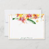 Rode en gele orchideeën op maat notitiekaartje (Voorkant)