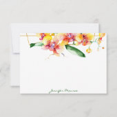 Rode en gele orchideeën op maat notitiekaartje (Voorkant)