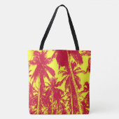 Rode en gele palmbomen ontwerpen funky tote bag (Voorkant)