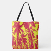 Rode en gele palmbomen ontwerpen funky tote bag (Achterkant)
